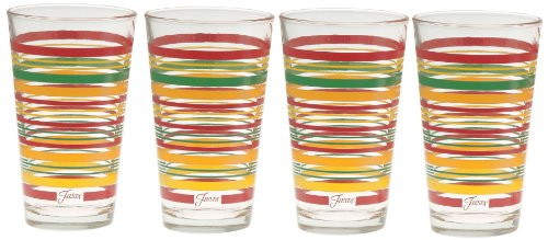 CULVER Fiesta Tangerine Stripe 16-Ounce Tapered Cooler Glass (Set of 4) - 188-032