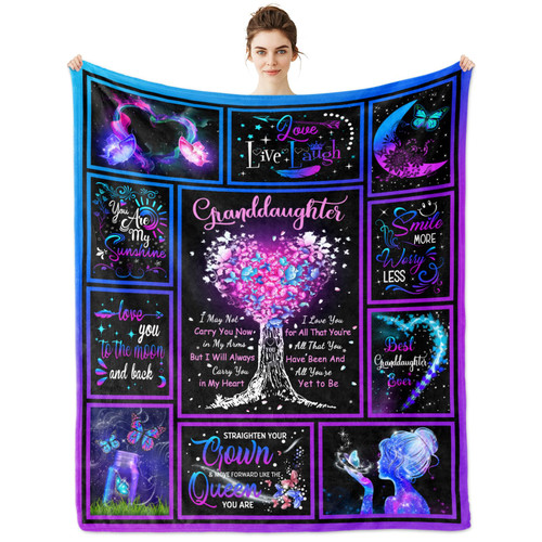 Granddaughter Gifts from Grandma, Gifts for Granddaughter Blanket 60"x50", Granddaughter Birthday Gifts, Gift for Granddaughter from Grandpa, Granddaughter Blanket for Mothers Day Graduation Christmas