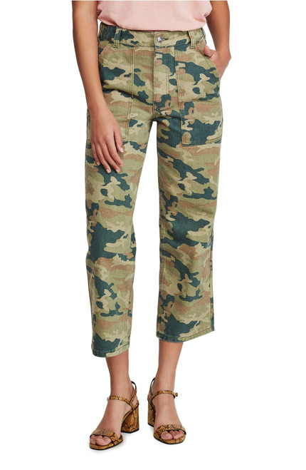 Free People Womens High-Rise Denim Straight Leg Pants Green 29