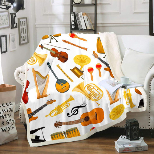 Guitar Fleece Throw Blanket for Sofa Couch Bed Cartoon Music Themed Plush Blanket Decorative Musical Pattern Sherpa Blanket Instruments Print Warm Fuzzy Blanket Baby 30"x40" Guitar Fleece Throw Blanket for Sofa Couch Bed Cartoon Music Themed Plush Blanket Decorative Musical Pattern Sherpa Blanket Instruments Print Warm Fuzzy Blanket Baby 30"x40"