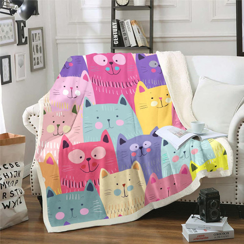 Cute Cat Fleece Throw Blanket Cartoon Kitten Print Plush Blankets and Throws for Kids Boys Girls Colorful Cat Pattern Sherpa Blanket Lovely Gifts Fuzzy Blanket for Bed Sofa Couch 30" x 40" Cute Cat Fleece Throw Blanket Cartoon Kitten Print Plush Blankets and Throws for Kids Boys Girls Colorful Cat Pattern Sherpa Blanket Lovely Gifts Fuzzy Blanket for Bed Sofa Couch 30" x 40"