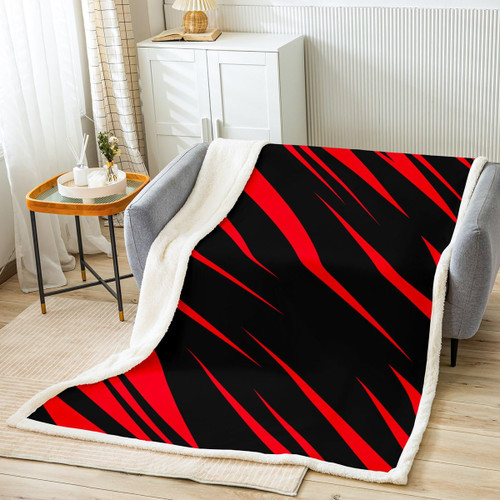 Baby 30"x40" Red Black Sherpa Blanket Ombre Abstract Fleece Throw Blanket for Bed Sofa Couch Kids Ultra Soft Modern Striped Art Plush Blanket Geometric Fuzzy Blanket Room Decor Baby 30"x40" Red Black Sherpa Blanket Ombre Abstract Fleece Throw Blanket for Bed Sofa Couch Kids Ultra Soft Modern Striped Art Plush Blanket Geometric Fuzzy Blanket Room Decor