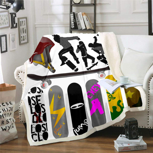 Erosebridal Skateboard Fleece Blanket Baby Size for Kids Girls Boys Teens Hipster Sherpa Throw, Extreme Sports Throw Blanket Seamless Pattern Colorful Plush Bed Blanket Erosebridal Skateboard Fleece Blanket Baby Size for Kids Girls Boys Teens Hipster Sherpa Throw, Extreme Sports Throw Blanket Seamless Pattern Colorful Plush Bed Blanket