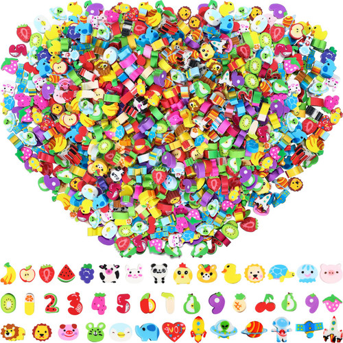 1800 Pcs Mini Erasers for Kid Bulk Small Cute Pencil Erasers Fruits Animals Numbers Space Collection Erasers Novelty Pencil Erasers Assortment for Student School Classroom Rewards Prizes Gift Filling