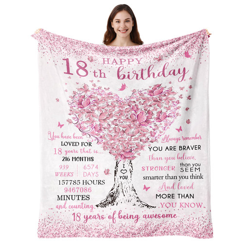 18th Birthday Gifts for Girls, 18th Birthday Decorations, 18th Birthday Blanket 50"X60", 18 Year Old Girl Birthday Gifts, Gifts for 18 Year Old Girl, 18th Birthday Gifts, Happy 18th Birthday Gifts