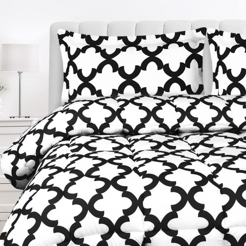 Utopia Bedding - Comforter Set with 2 Pillow Shams - 3 Pieces Bedding Comforter Sets - Down Alternative Comforter - Soft and Comfortable - Machine Washable, White Black, King