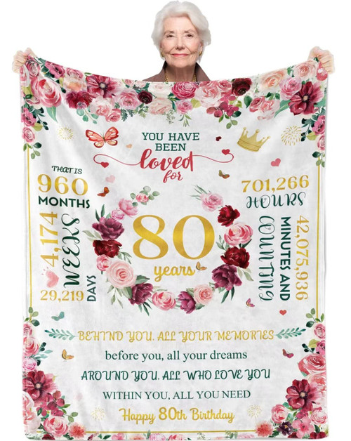 80th Birthday Gifts for Women, Best Gifts for 80 Year Old Woman, 1942 Birthday Gifts Soft Throw Blanket, Best 80th Birthday Gifts, Happy 80th Birthday Decorations for Mom Wife Friend Grandma, 50"X60"