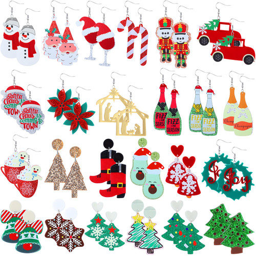 24 Pairs Christmas Earrings for Women Lightweight Dangle Acrylic Holiday Stud Earrings Tree Snowflake Earrings Cute Christmas Earrings for Girls Jewelry Gift 24 Pairs Christmas Earrings for Women Lightweight Dangle Acrylic Holiday Stud Earrings Tree Snowflake Earrings Cute Christmas Earrings for Girls Jewelry Gift