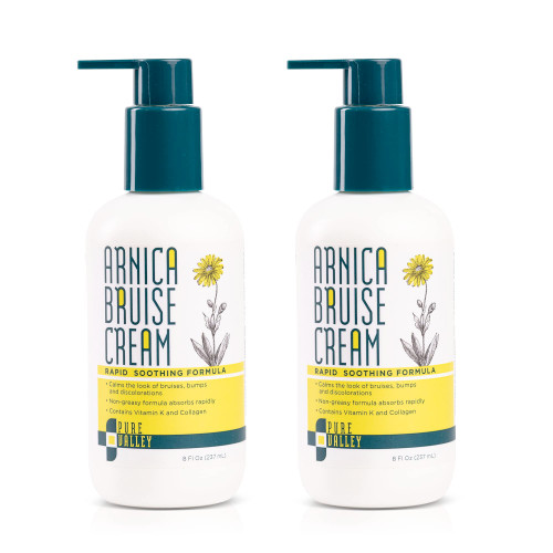 Pure Valley Arnica Bruise Relief Topical Cream For Bruising, Swelling, & Discoloration On Skin, Natural Skin Care Homeopathic Arnica Lotion W/ Vitamin K, Horse Chestnut, & Collagen, 8 Fl Oz (2-Pack) Pure Valley Arnica Bruise Relief Topical Cream For Bruising, Swelling, & Discoloration On Skin, Natural Skin Care Homeopathic Arnica Lotion W/ Vitamin K, Horse Chestnut, & Collagen, 8 Fl Oz (2-Pack)