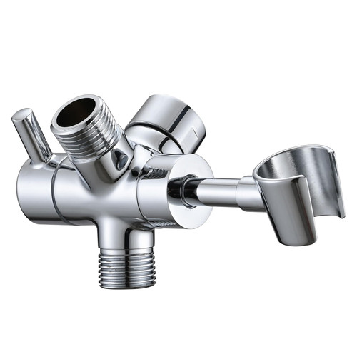 PDPBath 3 Way Shower Arm Diverter with Handheld Holder, G1/2 Universal Brass Shower Diverter Valve for Hand Shower and Fixed Spray Head, Chrome