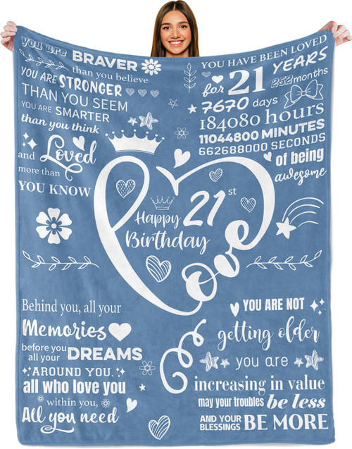 Paready 21st Birthday Gift for Her 21st Birthday Blanket 21 Year Old Birthday Gifts Ideas 21st Birthday Decorations Best 21st Birthday Blanket Gifts for Girls Daughter Friends Bestie Sister (50"x60")