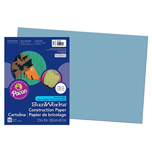 SunWorks PAC7607BN Construction Paper, Sky Blue, 12" x 18", 50 Sheets Per Pack, 10 Packs