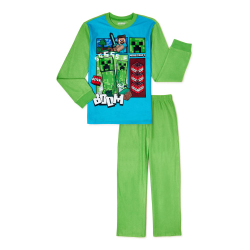 Minecraft Boys 2-Piece Pajamas Sleep Set (10-12) Green