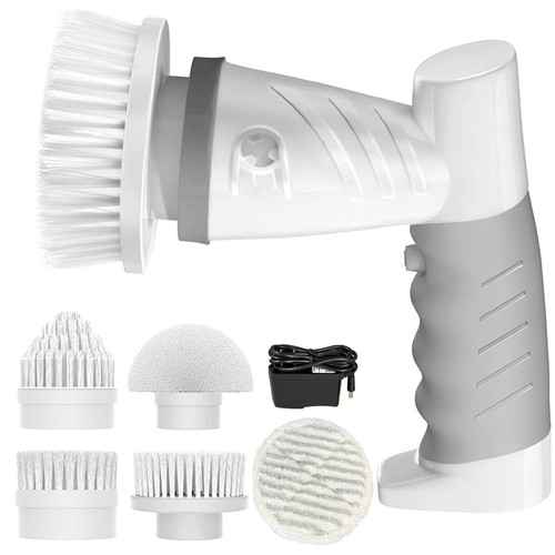 Electric Spin Scrubber, Household Cleaning Brushes, Bathroom Scrubber for Cleaning Tub/Tile/Floor/Sink/Window/Wall/Shower Power Scrubber Cordless Rechargeable with 5 Replaceable Brush Heads (Grey) Electric Spin Scrubber, Household Cleaning Brushes, Bathroom Scrubber for Cleaning Tub/Tile/Floor/Sink/Window/Wall/Shower Power Scrubber Cordless Rechargeable with 5 Replaceable Brush Heads (Grey)