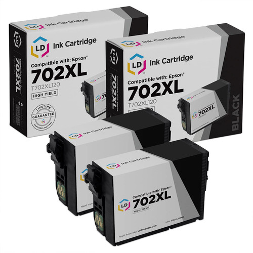 LD Remanufactured Replacements for Epson 702 High Yield T702XL120 702xl Ink Cartridges for Epson Printer Workforce Pro WF-3720, WF3720, WF-3720, WF-3730, WF-3733 (Black, 2-Pack) LD Remanufactured Replacements for Epson 702 High Yield T702XL120 702xl Ink Cartridges for Epson Printer Workforce Pro WF-3720, WF3720, WF-3720, WF-3730, WF-3733 (Black, 2-Pack)