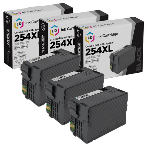 LD Remanufactured Ink Cartridge Replacements for Epson 254XL T254XL120 High Yield (Black, 3-Pack) LD Remanufactured Ink Cartridge Replacements for Epson 254XL T254XL120 High Yield (Black, 3-Pack)