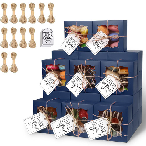 KPOSIYA 120 Pcs White Bakery Boxes with Window Individual Cupcake Boxes 4x4x2.5 Inches Cookie Boxes Kraft Paper Brown Gift Box for Pastries, Cookies, Pie, Donuts, Macaroon