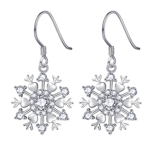 Snowflake Dangle Earrings for Women Girls 925 Sterling Silver Christmas Gifts Hypoallergenic Snowflake Drop Earrings for Sensitive Ears Snowflake Dangle Earrings for Women Girls 925 Sterling Silver Christmas Gifts Hypoallergenic Snowflake Drop Earrings for Sensitive Ears