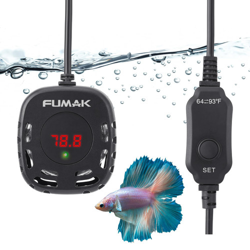FUMAK Mini Aquarium Heater Adjustable 150W Submersible Fish Tank Heater with LED Digital Display, Turtle Tank Heater Small Aquarium Heater, Ideal for 15-30 Gallons Tanks