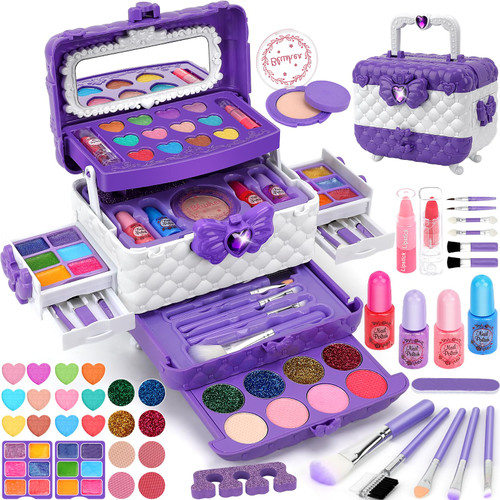 Kids Makeup Kit for Girl, 54PCS Washable Kids Makeup Kit Girl Toys, Real Little Girls Makeup Kit for Kids Children Toddler Princess, Birthday Gifts Christmas Toys for Girls 4 5 6 7 8 9 10 Year Old