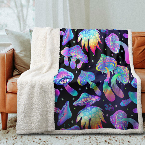 Dropshipful Mushroom Blanket Throw 50"x60" Size, Fluffy Purple Sherpa Blanket for Women Girls Boys Kids, Super Soft Throw Blanket for Sofa, Couch and Bed Dropshipful Mushroom Blanket Throw 50"x60" Size, Fluffy Purple Sherpa Blanket for Women Girls Boys Kids, Super Soft Throw Blanket for Sofa, Couch and Bed
