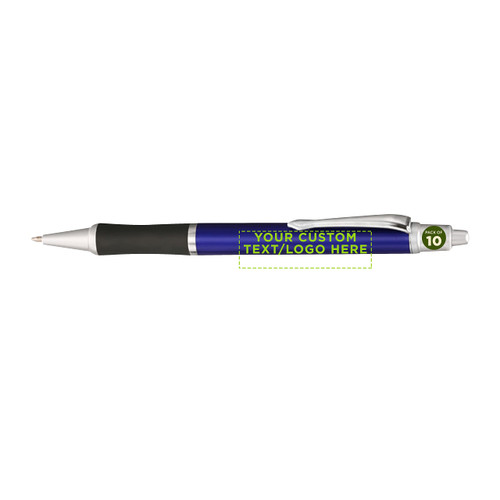 DISCOUNT PROMOS The Easton Grip Pens- 10 pack - Customizable Text, Logo - Blue