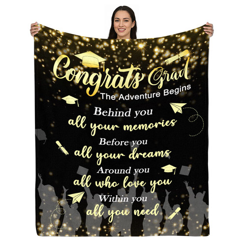 AJIIUSV Graduation Gifts 2023 for Her Him Congrats Grad Gift Throw Blanket 50x60 Inch for Graduated Women Men Congratulations Graduation Party Supplies Graduation Ceremony Gift Birthday Gifts