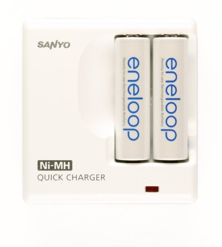 Sanyo Eneloop 2 Pack AA NiMH Pre-Charged Rechargeable Batteries w/ Charger (Discontinued by Manufacturer)