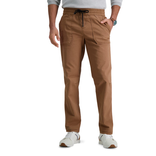 Haggar Men's The Active Series Performance Straight Fit Pant Regular and Big & Tall Sizes, Toast, 29x38