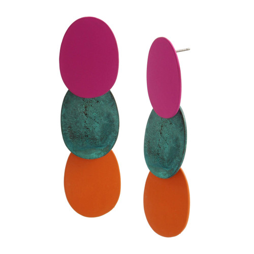 Robert Lee Morris Soho Patina Disc Layered Drop Earrings, MULTI PATINA (352367GLD972)