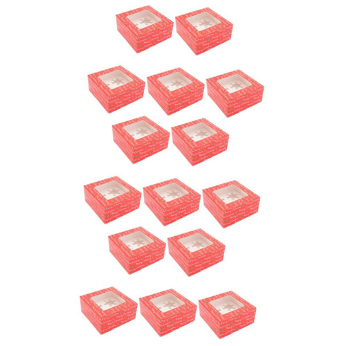 BESTOYARD 15 Sets Christmas Cake Box Paper Cake Holder Clear Take Out Clamshell Cake Carrier Cupcake Disposable Cake Container Dessert Containers Backing Cake Case Bread Box Paper Cup