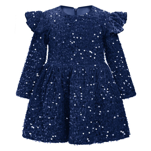 OBEEII Toddler Girls Velvet Dress Ruffle Long Sleeve Sequin Party Dress A-line Shiny Christmas Dress Formal First Birthday Fall Wedding Guest Baby Girls Dresses Navy Blue 9-12 Months OBEEII Toddler Girls Velvet Dress Ruffle Long Sleeve Sequin Party Dress A-line Shiny Christmas Dress Formal First Birthday Fall Wedding Guest Baby Girls Dresses Navy Blue 9-12 Months