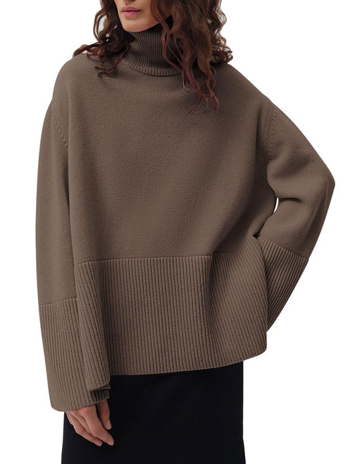 LILLUSORY Women's Oversized Turtleneck Sweaters Knit Tunic Pullover Sweater Top Winter Clothes 2023 Fall