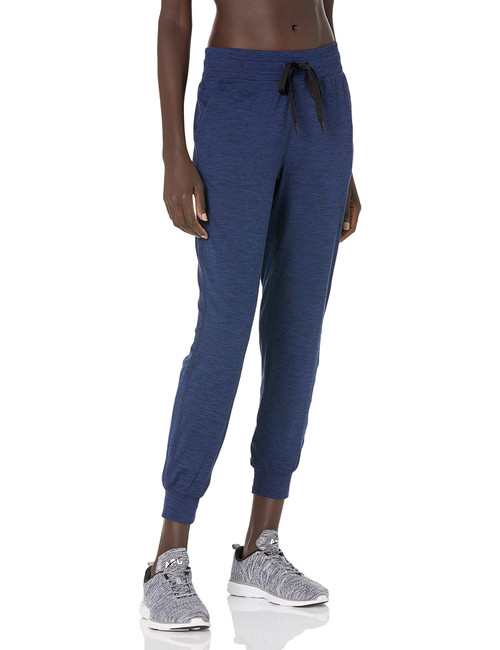 Amazon Essentials Women's Brushed Tech Stretch Jogger Pant (Available in Plus Size), Navy Space Dye, Medium