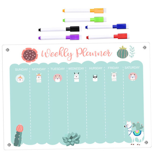 BESTOYARD 1 Set Weekly Plan Message Board Magnetic Weekly Planner Board Planner Board for Refrigerator Magnetic Wall Board Magnetic Plan Board Acrylic Schedule Magnetic Attraction