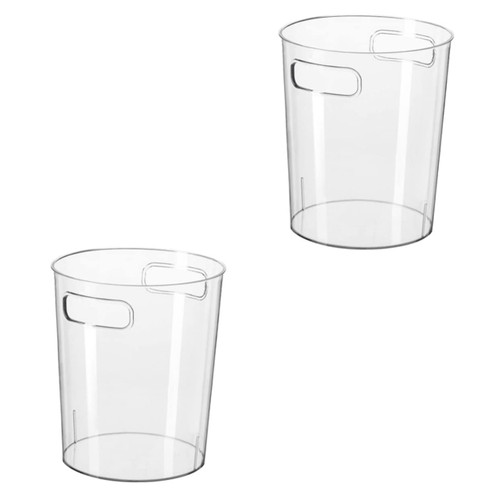 Amosfun 2pcs Garbage Can Office Trashcan Office Trash Bin Office Trash Can Home Trash Container Waste Basket Clear Trash Can Bin Waste Bucket Clear Recycling Bin Home Trash Storage Basket