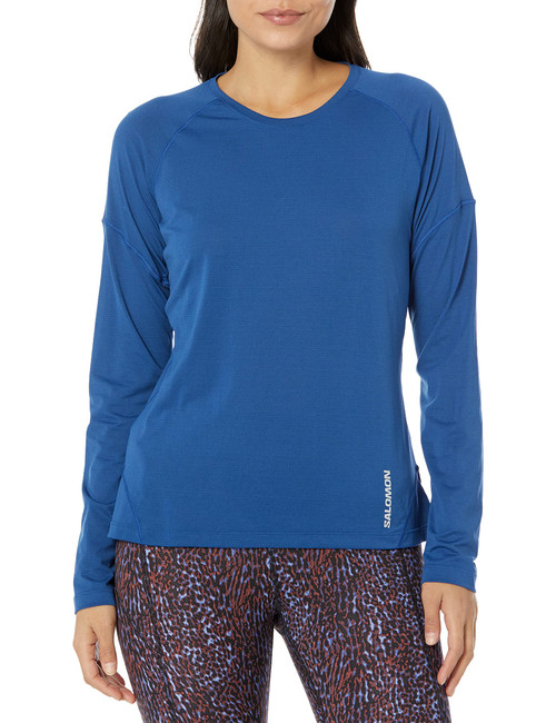 Salomon Women's Standard Cross Run LS Tee, Navy Peony, X-Small