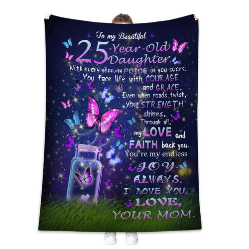 CUDEVS 25th Birthday Gifts for Women, Gift for 25 Year Old Female, 25th Birthday Blanket, 25 Year Old Birthday Gifts for Her, Happy 25th Birthday, 25th Birthday Decorations for Women 60" x 50" CUDEVS 25th Birthday Gifts for Women, Gift for 25 Year Old Female, 25th Birthday Blanket, 25 Year Old Birthday Gifts for Her, Happy 25th Birthday, 25th Birthday Decorations for Women 60" x 50"