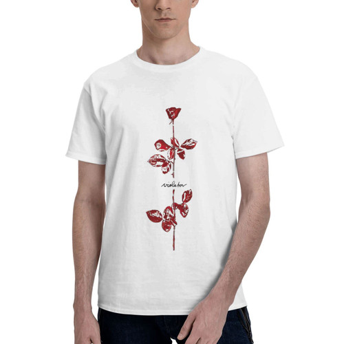 Depeche Rock Mode Music Band Violator Rose Men's T Shirt Cotton Graphic Short Sleeve Tees Shirt White Xx-Large