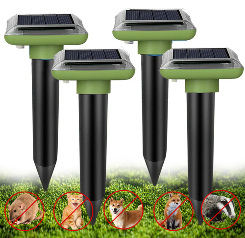 4PCS Animal Mole Repeller, Ultrasonic Mole Repellent Solar Powered, Mole Repeller, Outdoor Waterproof Solar Mole Control, Moles, Snakes, Gophers, Rats