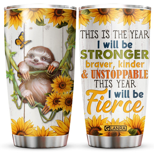 NEONOZA Sloth Lovers Birthday Gifts, Sloth Tumbler 20 Oz Stainless Steel with Lid, This Is The Year Travel Coffee Mug, Sunflower Sloth Cup, Gifts for Wild Animals Lovers NEONOZA Sloth Lovers Birthday Gifts, Sloth Tumbler 20 Oz Stainless Steel with Lid, This Is The Year Travel Coffee Mug, Sunflower Sloth Cup, Gifts for Wild Animals Lovers