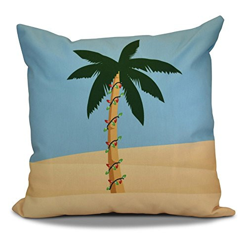E by design O5PHGN645BL9-18 18 x 18 Decorative Geometric Print Holiday Blue Outdoor Pillow
