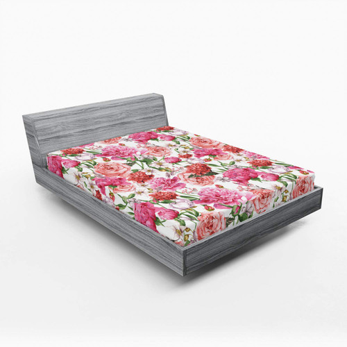 Ambesonne Watercolor Flower Fitted Sheet, Victorian Floral Pattern Painting Style Print with Peonies Roses, Soft Decorative Fabric Bedding All-Round Elastic Pocket, Full Size, White Pink Ambesonne Watercolor Flower Fitted Sheet, Victorian Floral Pattern Painting Style Print with Peonies Roses, Soft Decorative Fabric Bedding All-Round Elastic Pocket, Full Size, White Pink