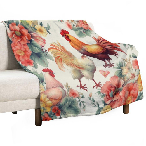 Soft Blankets and Throws for Sofa Vintage Rooster Flowers Throw Blankets Flannel Blanket Vintage Rooster Farmhouse Style Blanket 30"x40" for Bed Couch Chair Sofa Suitable for All Season Soft Blankets and Throws for Sofa Vintage Rooster Flowers Throw Blankets Flannel Blanket Vintage Rooster Farmhouse Style Blanket 30"x40" for Bed Couch Chair Sofa Suitable for All Season