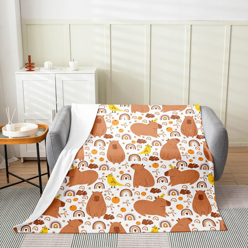 jejeloiu Capybara Fuzzy Blanket for Sofa Couch Rainbow Flannel Fleece Throw Blanket Cartoon Animal Plush Blanket Room Decorations Cute Kawaii Fuzzy Blanket 40"x50" jejeloiu Capybara Fuzzy Blanket for Sofa Couch Rainbow Flannel Fleece Throw Blanket Cartoon Animal Plush Blanket Room Decorations Cute Kawaii Fuzzy Blanket 40"x50"