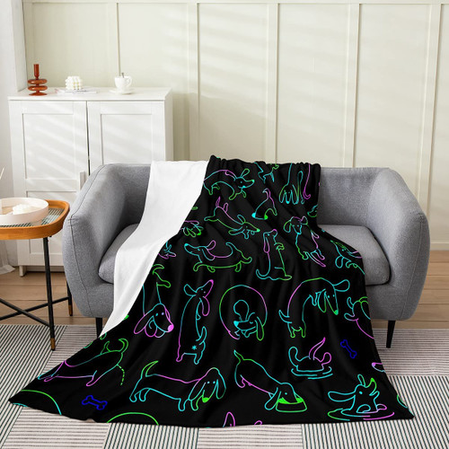 Sausage Dog Flannel Fleece Throw Blanket Kids,Dachshund Fuzzy Blanket for Bed Sofa Couch,All Season Puppy Dog Bed Blanket Breathable Cute Plush Blanket Room Decor 40"x50"