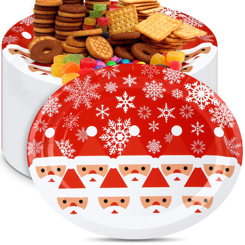 Ziliny 100 Pcs Christmas Oval Paper Plates 10" x 12.5" Large Dinner Serving Platters Decorative Christmas Plates Disposable Trays Dish for Xmas Dinnerware Winter Holiday Party Decorations (Snowflake)
