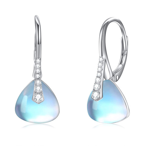 VONALA Triangle Moonstone Leverback Earrings 925 Sterling Silver Hoop Earrings for Women Birthday Gifts VONALA Triangle Moonstone Leverback Earrings 925 Sterling Silver Hoop Earrings for Women Birthday Gifts