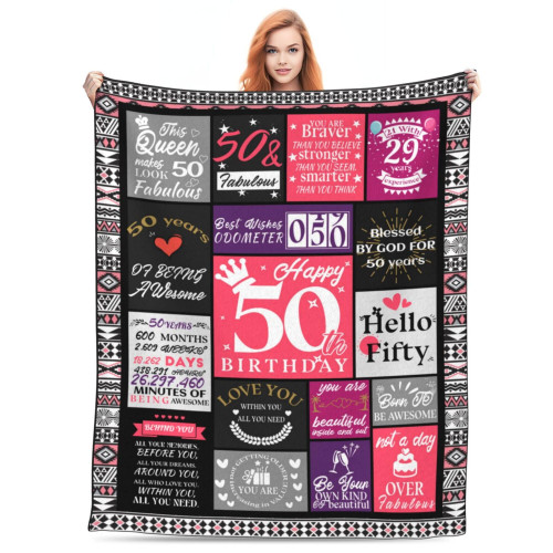 50th Birthday Gifts for Women 60"x50" Blanket, 50th Birthday Gift Ideas, 50 Birthday Gifts for Women, 50th Birthday Decorations Women,50 Year Old Gifts for Women, 50th Gifts Women Throw Blankets 50th Birthday Gifts for Women 60"x50" Blanket, 50th Birthday Gift Ideas, 50 Birthday Gifts for Women, 50th Birthday Decorations Women,50 Year Old Gifts for Women, 50th Gifts Women Throw Blankets