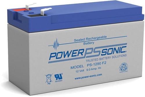 Power Sonic PS-1290 Rechargeable Sealed Lead Acid Battery 12V 9AH for General Purpose, Medical, Emergency Lighting, Fire and Security with F2 Terminals